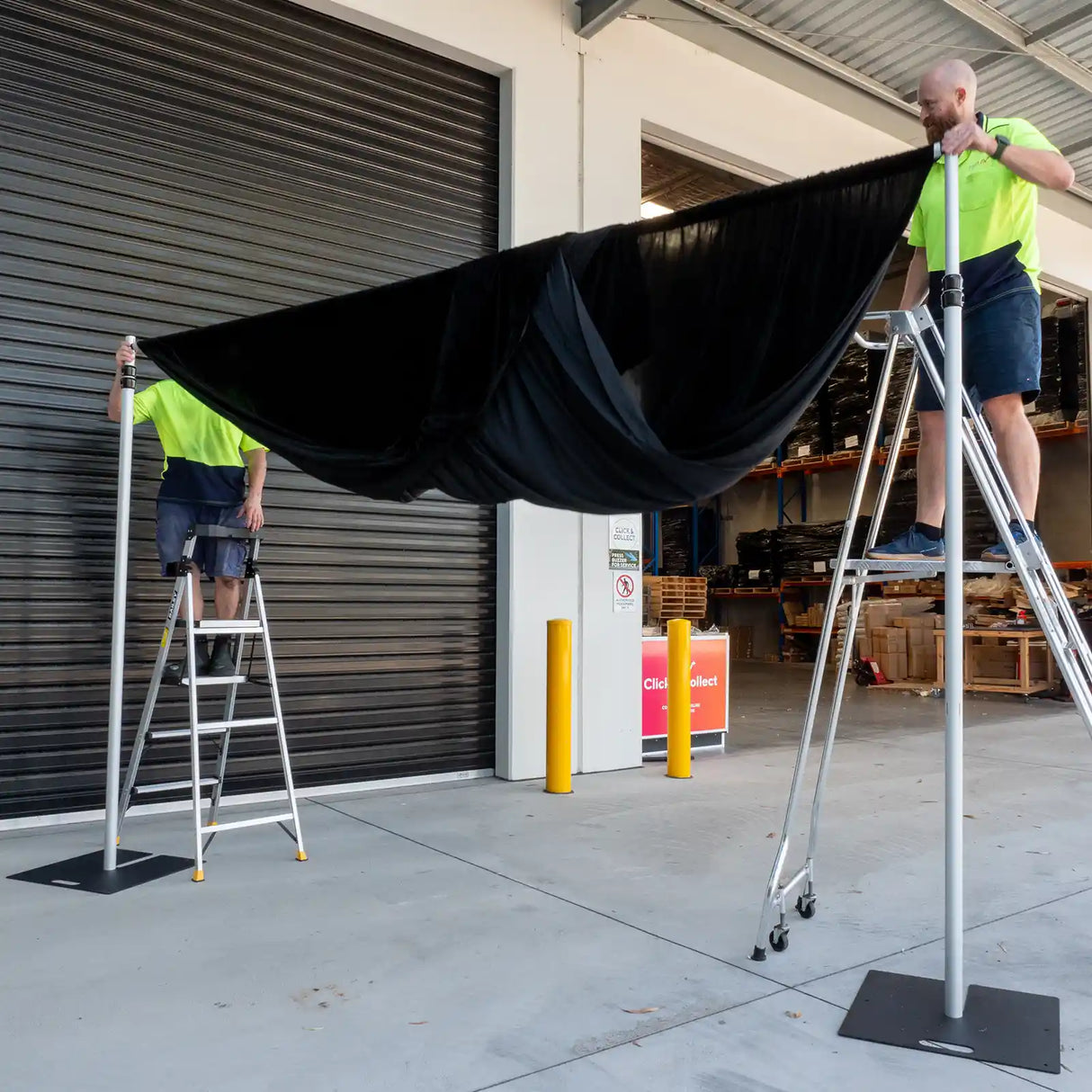 3m x 6m Pipe and Drape Stand with Black Velvet Drapes