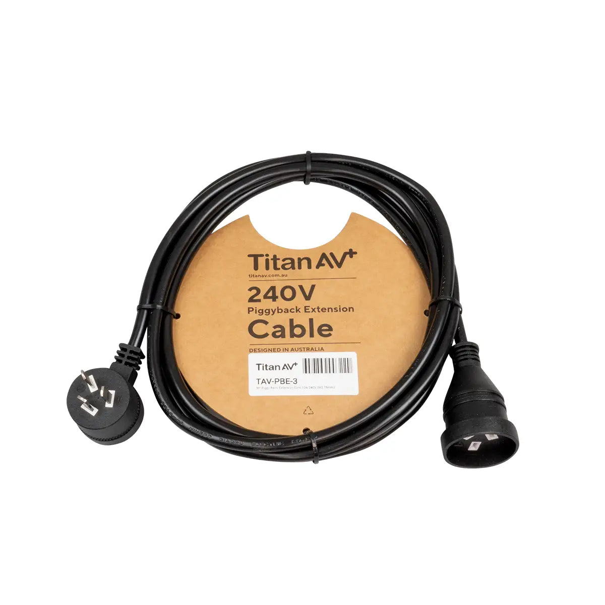 Titan AV 3m Extension Cord with Piggy Back