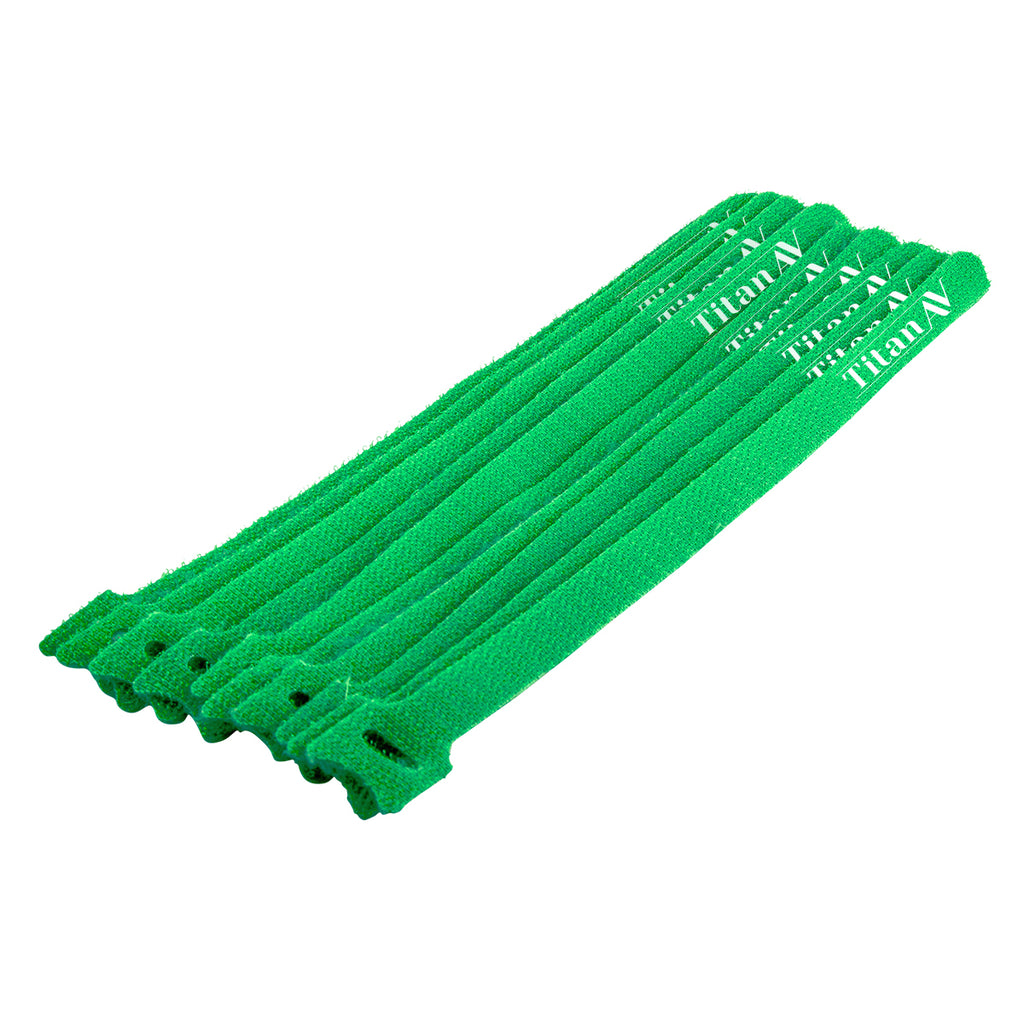 Hook & Loop Cable Tie, 250mm, Green, 10 pcs – Titan AV