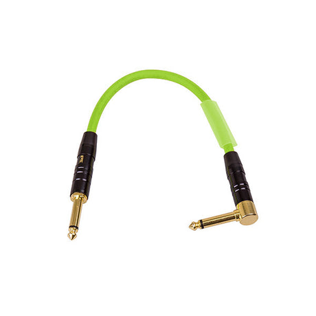 Titan AV 0.25m 1/4" Jack to 1/4" Right Angle Jack Green Guitar Patch Lead