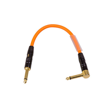 Titan AV 0.25m Guitar Patch Lead 1/4" Jack to 1/4" Right Angle Jack, Orange