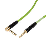 Titan AV 3m 1/4" to 1/4" Right Angle jack, Green Guitar Lead