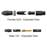 2m XLR Female to 1/4" Jack 6.5mm Titan AV Cable