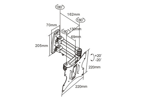 TV Full Motion Wall Mount Bracket 23-42" Low Profile Tilt