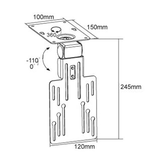 TV Bracket 13-23" Ceiling Mount Short Dimensions