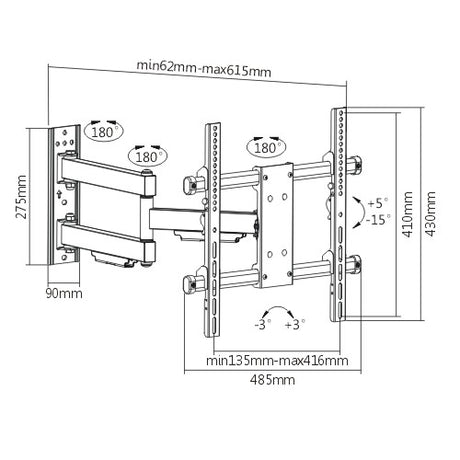 Titan AV TV Wall Mount Bracket 32-55" Full Motion, Heavy Duty