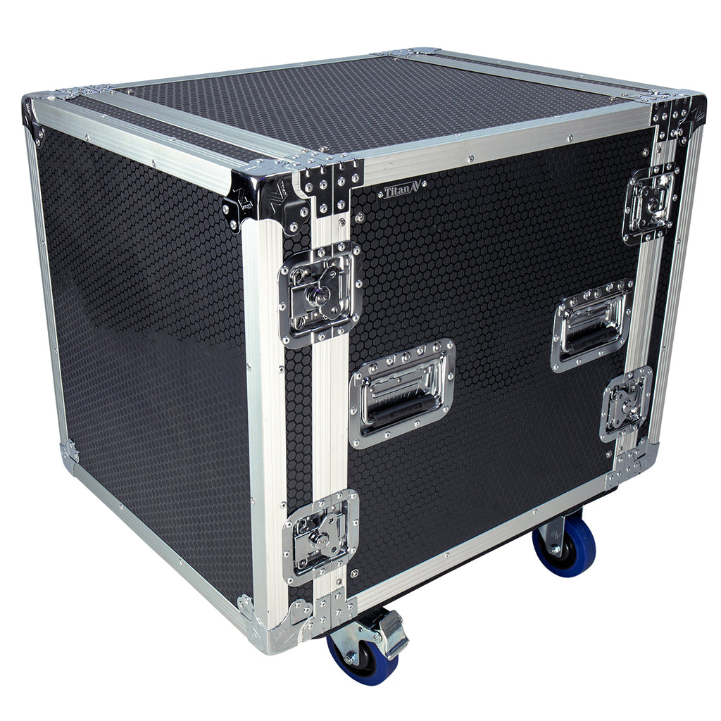 10RU Shock Rack Case with Wheels, 550mm Deep